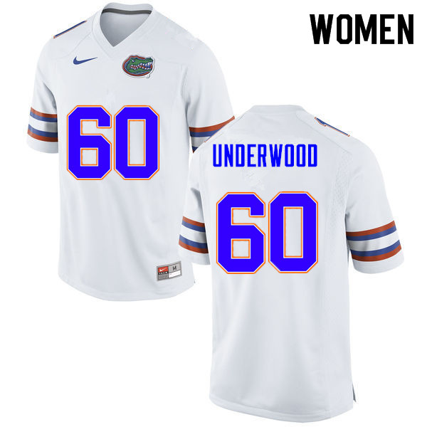 Women #60 Houston Underwood Florida Gators College Football Jerseys Sale-White